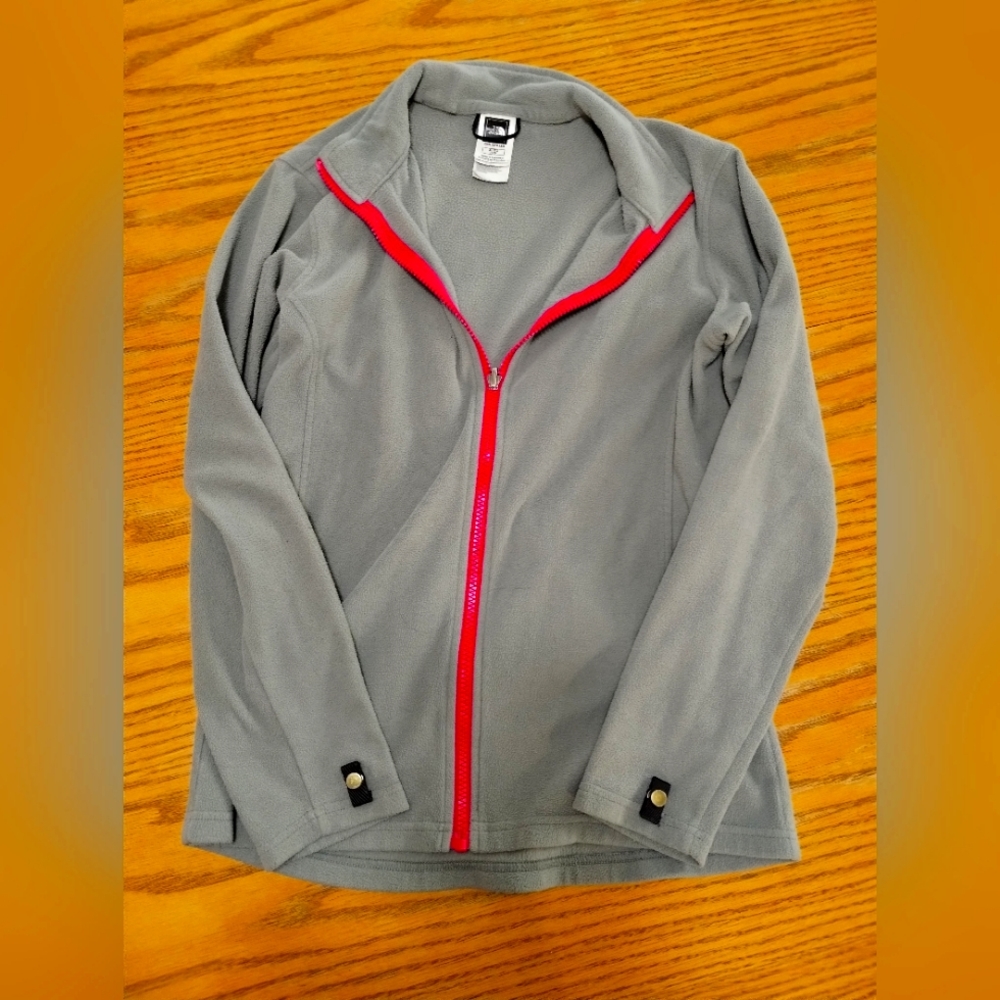 North Face Grey and Pink Fleece Zip Up